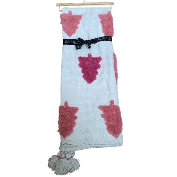 Rachel Zoe Decorative Throw 50"x70" Holiday Cheer Pink Trees Tassels Christmas - Picture 2 of 12